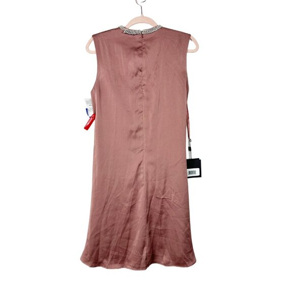 NWT Mac Duggal Rhinestone Neckline Draped Mini Dress Mauve 10 #9841 - Picture 9 of 13